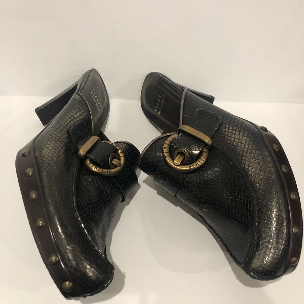 Stuart Weitzman Pewter Snake Pattern Mule Sz. 10.5 - image 4